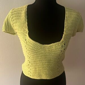JLUXLABEL crochet lime shirt w/lace back